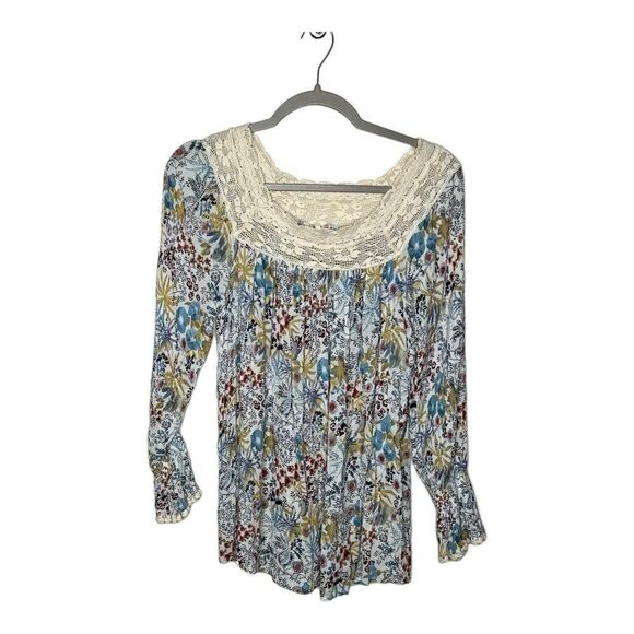 Sundance Womens Top Size XS Floral Lace Cottagecore Gauzy Peasant Flowy - Picture 2 of 15